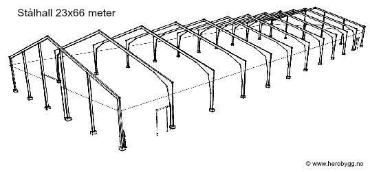 3 Stålrammer Til Ridehall 23x66 Meter