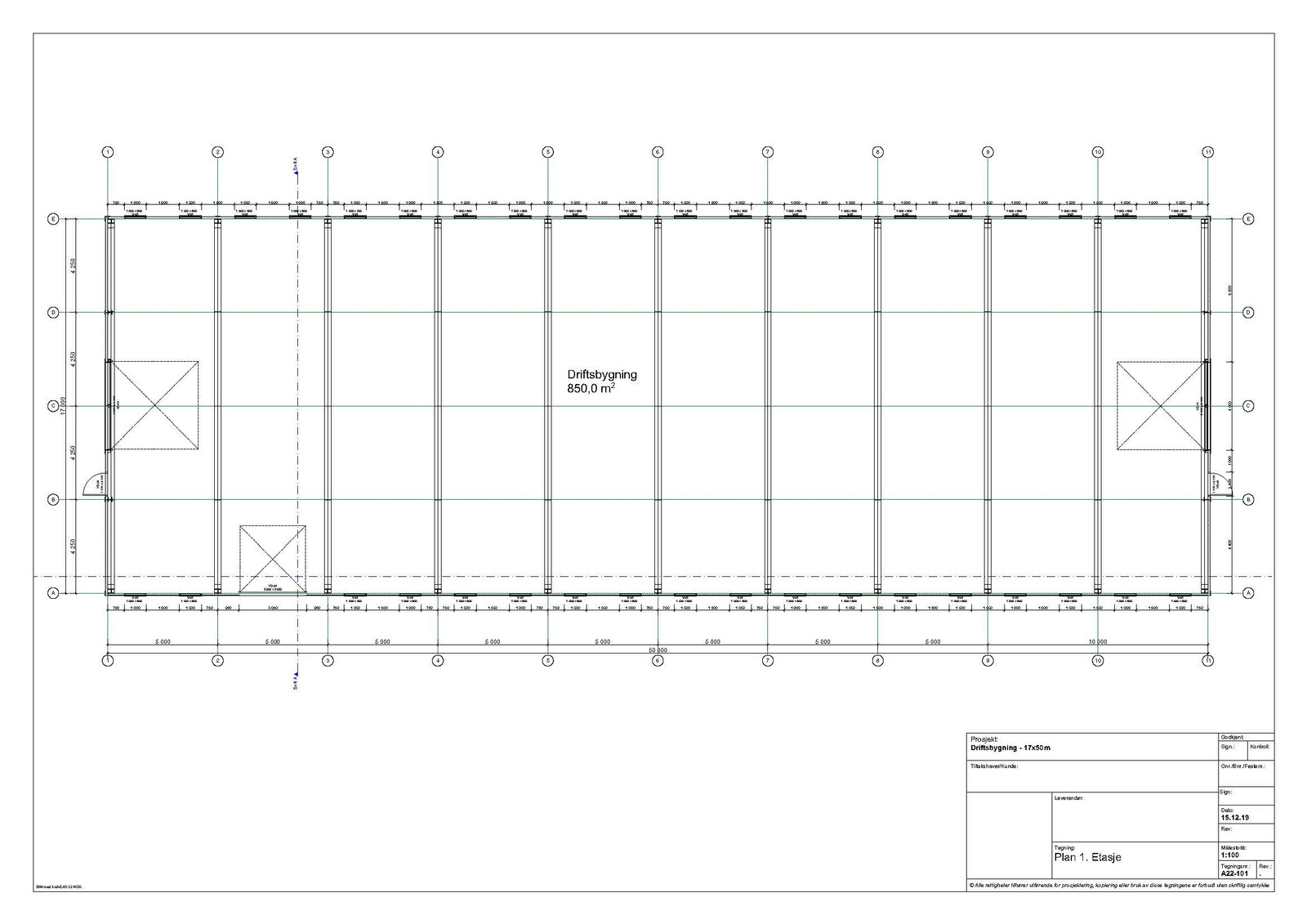 4 Driftsbygning   Fjøs 17x50 Meter Plantegning
